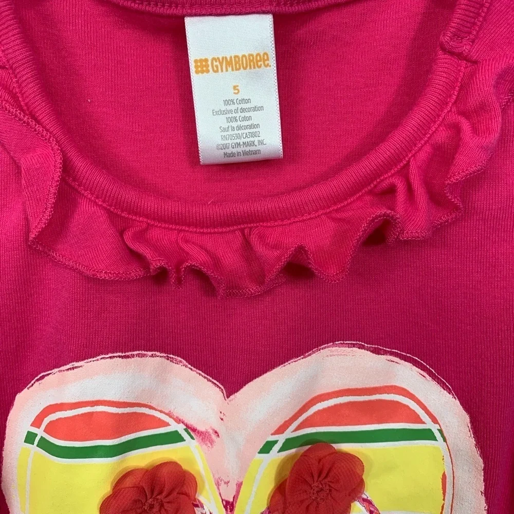 Girls Gymboree Pink Flip Flop Graphic Pink Top
